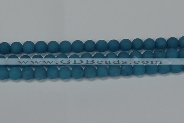 CEQ269 15.5 inches 12mm round matte blue sponge quartz beads