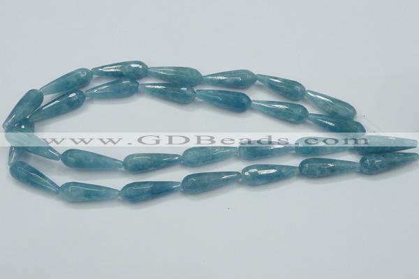 CEQ55 15.5 inches 10*30mm faceted teardrop blue sponge quartz beads