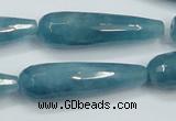 CEQ56 15.5 inches 12*40mm faceted teardrop blue sponge quartz beads