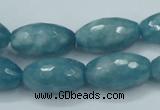 CEQ76 15.5 inches 13*23mm faceted rice blue sponge quartz beads