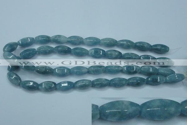 CEQ80 15.5 inches 10*20mm faceted rice blue sponge quartz beads