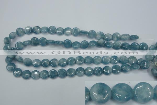 CEQ93 15.5 inches 12mm flat round blue sponge quartz beads