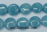 CEQ94 15.5 inches 14mm flat round blue sponge quartz beads