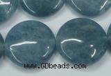 CEQ98 15.5 inches 25mm flat round blue sponge quartz beads