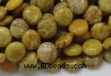 CFA40 15.5 inches 10mm flat round yellow chrysanthemum agate beads