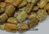 CFA51 15.5 inches 8*12mm rectangle yellow chrysanthemum agate beads