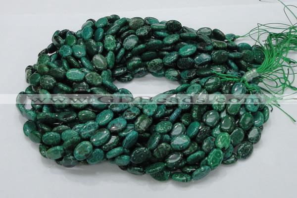 CFA70 15.5 inches 10*14mm oval green chrysanthemum agate beads