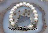 CFB1011 9mm - 10mm potato white freshwater pearl & labradorite stretchy bracelet