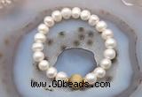 CFB1025 9mm - 10mm potato white freshwater pearl & golden tiger eye stretchy bracelet