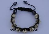 CFB555 10mm round rhinestone with hematite beads adjustable bracelet