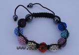 CFB567 12mm round rhinestone with hematite beads adjustable bracelet