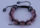 CFB575 12mm round rhinestone with hematite beads adjustable bracelet