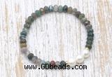 CFB725 faceted rondelle Indian agate & potato white freshwater pearl stretchy bracelet