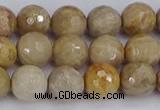 CFC230 15.5 inches 8mm faceted round fossil coral beads