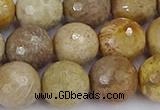 CFC232 15.5 inches 12mm faceted round fossil coral beads