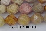 CFC238 15.5 inches 10mm faceted nuggets fossil coral beads