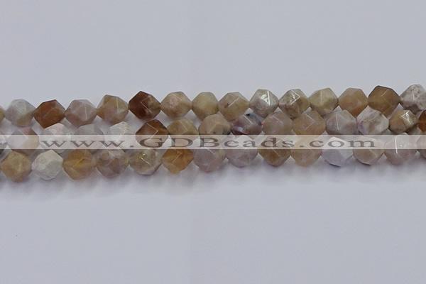 CFC302 15.5 inches 10mm faceted nuggets coral jade beads