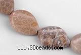 CFC47 15*20mm twisted teardrop coral fossil jasper beads