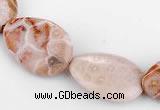 CFC48 18*25mm flat teardrop coral fossil jasper beads wholesale