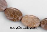 CFC49 15.5 inch 15*20mm oval coral fossil jasper beads wholesale