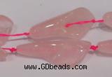 CFG05 15.5 inches 18*38mm carved trumpet flower rose quartz beads