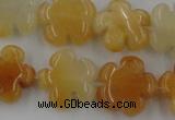 CFG1000 15.5 inches 16mm carved flower yellow jade beads