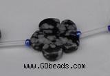 CFG1007 15.5 inches 20mm carved flower snowflake obsidian beads