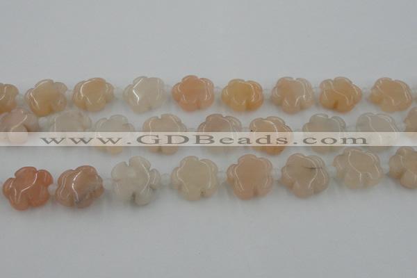 CFG1020 15.5 inches 16mm carved flower pink aventurine beads