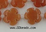 CFG1021 15.5 inches 16mm carved flower red aventurine beads