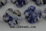 CFG1024 15.5 inches 16mm carved flower sodalite gemstone beads