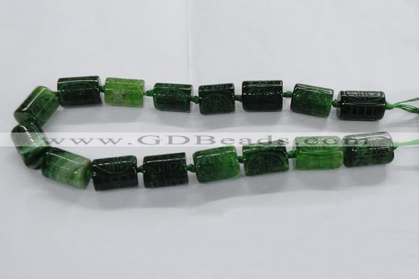 CFG1102 15.5 inches 15*20mm carved tube agate gemstone beads