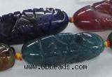 CFG1115 15.5 inches 12*35mm - 12*43mm carved rice agate beads