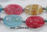 CFG1128 15.5 inches 18*25mm carved oval agate gemstone beads