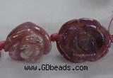 CFG1165 15.5 inches 25mm carved flower plated agate gemstone beads