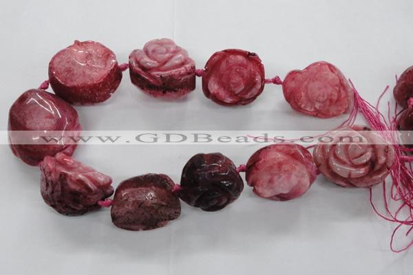 CFG1171 15.5 inches 35mm carved flower plated agate gemstone beads