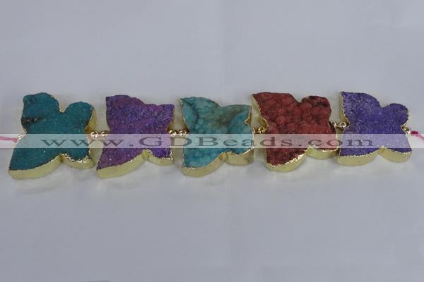 CFG1197 7.5 inches 40*45mm - 45*55mm butterfly druzy agate beads