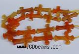 CFG1231 15.5 inches 32*45mm - 35*48mm cross dragon veins agate beads