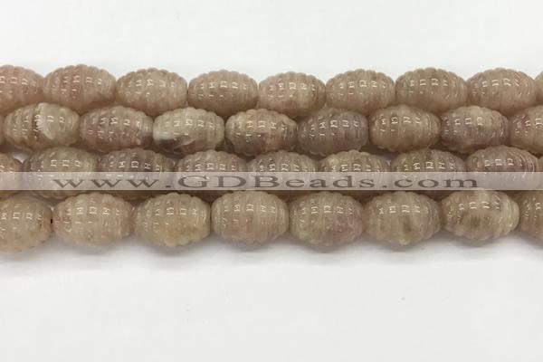 CFG1505 15.5 inches 15*20mm carved rice strawberry quartz beads