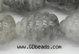 CFG1516 15.5 inches 15*20mm carved teardrop cloudy quartz beads