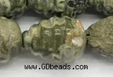 CFG1520 15.5 inches 15*20mm carved teardrop rhyolite gemstone beads