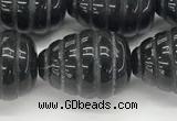 CFG1521 15.5 inches 15*20mm carved teardrop black agate beads