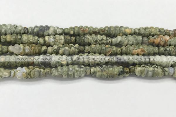 CFG1544 15.5 inches 10*30mm carved rice rhyolite gemstone beads