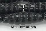 CFG1545 15.5 inches 10*30mm carved rice black agate beads