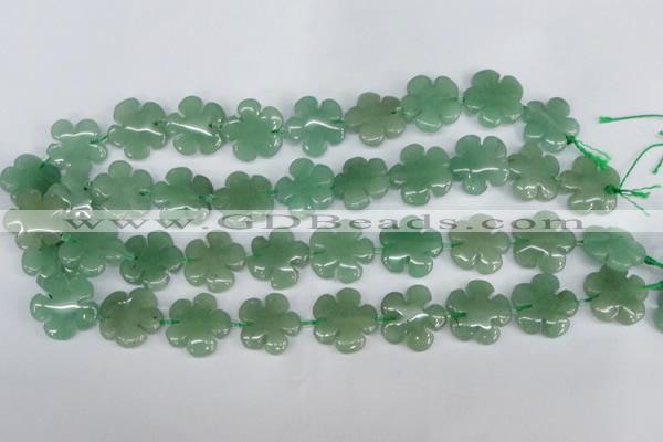 CFG215 15.5 inches 20mm carved flower green aventurine beads