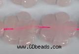 CFG219 15.5 inches 24mm carved flower rose quartz beads