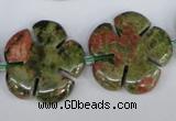 CFG221 15.5 inches 24mm carved flower unakite gemstone beads