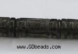 CFG223 15.5 inches 14*31mm carved column smoky quartz beads