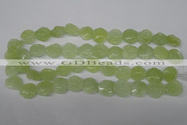 CFG234 15.5 inches 18mm carved flower New jade gemstone beads