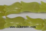 CFG240 15.5 inches 15*25mm carved flower olive jade gemstone beads