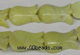 CFG241 15.5 inches 15*25mm carved flower lemon jade gemstone beads